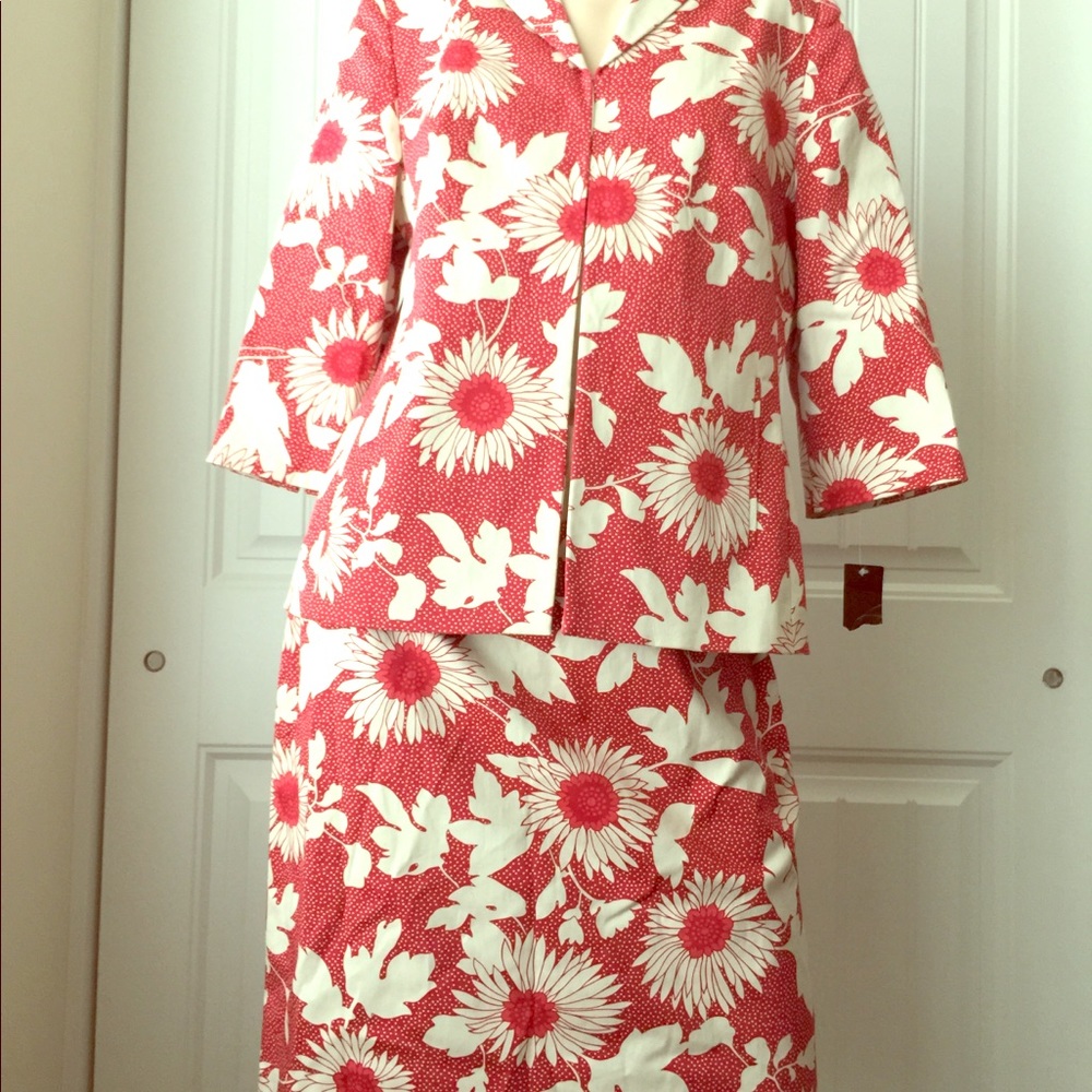 Larry Levine Womens Stretch Cotton Skirt Suit Set